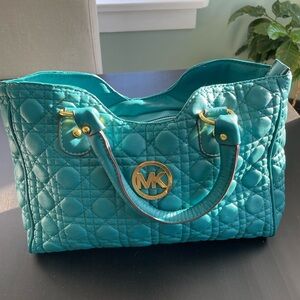Teal Quilted Shoulder Bag